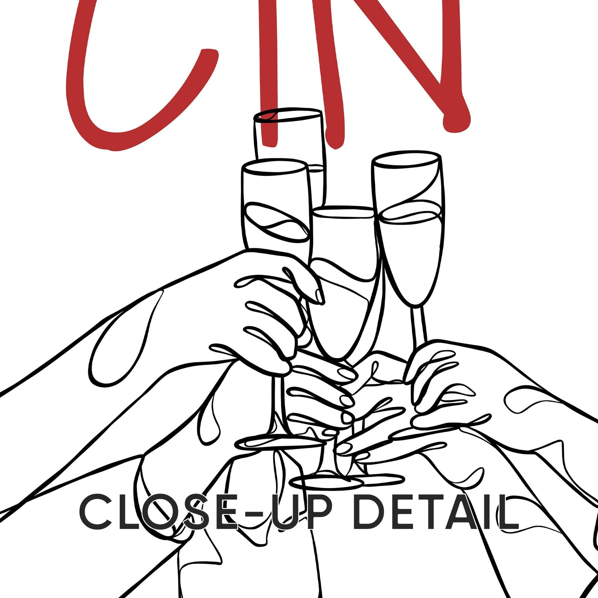 Funny Wine Art Prints for Kitchen – Set of 3 Red Line Posters d140