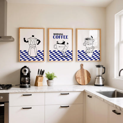 Funny Coffee Prints Set, Espresso Kitchen Wall Art, Minimalist Cafe Decor D120