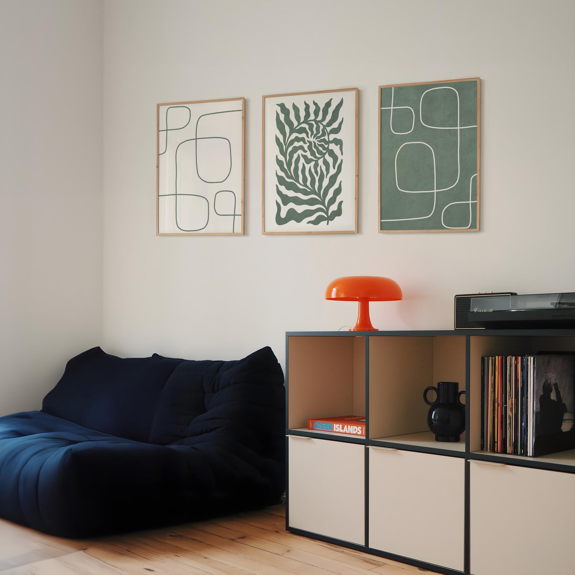 Sage Green Japandi Botanical Prints – Minimalist Scandinavian Wall Art for Living Room, Modern Neutral Gallery Decor B057