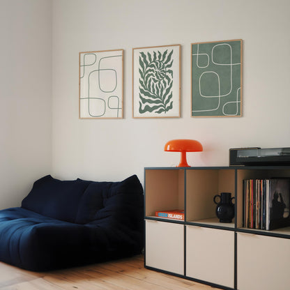 Sage Green Japandi Botanical Prints – Minimalist Scandinavian Wall Art for Living Room, Modern Neutral Gallery Decor B057