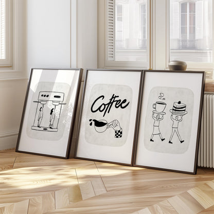 Coffee Wall Print, Trendy Kitchen Posters, Fun Retro Coffee Shop Decor, Coffee Lover Gift, Minimalist Coffee Cup Print, Espresso Art D121