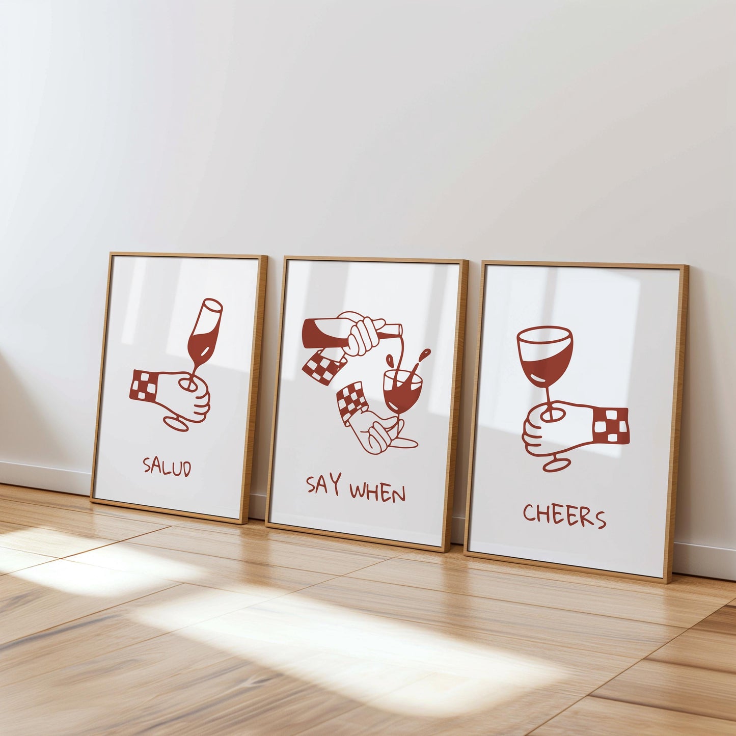Minimalist Wine Art Print Set – Funny Bar & Kitchen Wall Decor D142