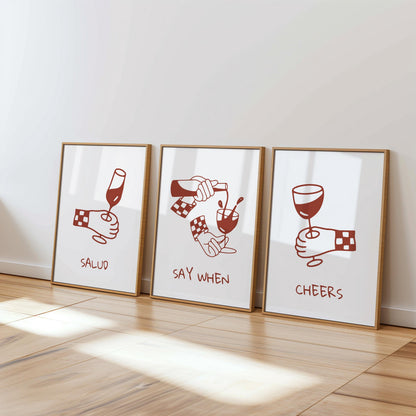 Minimalist Wine Art Print Set – Funny Bar & Kitchen Wall Decor D142