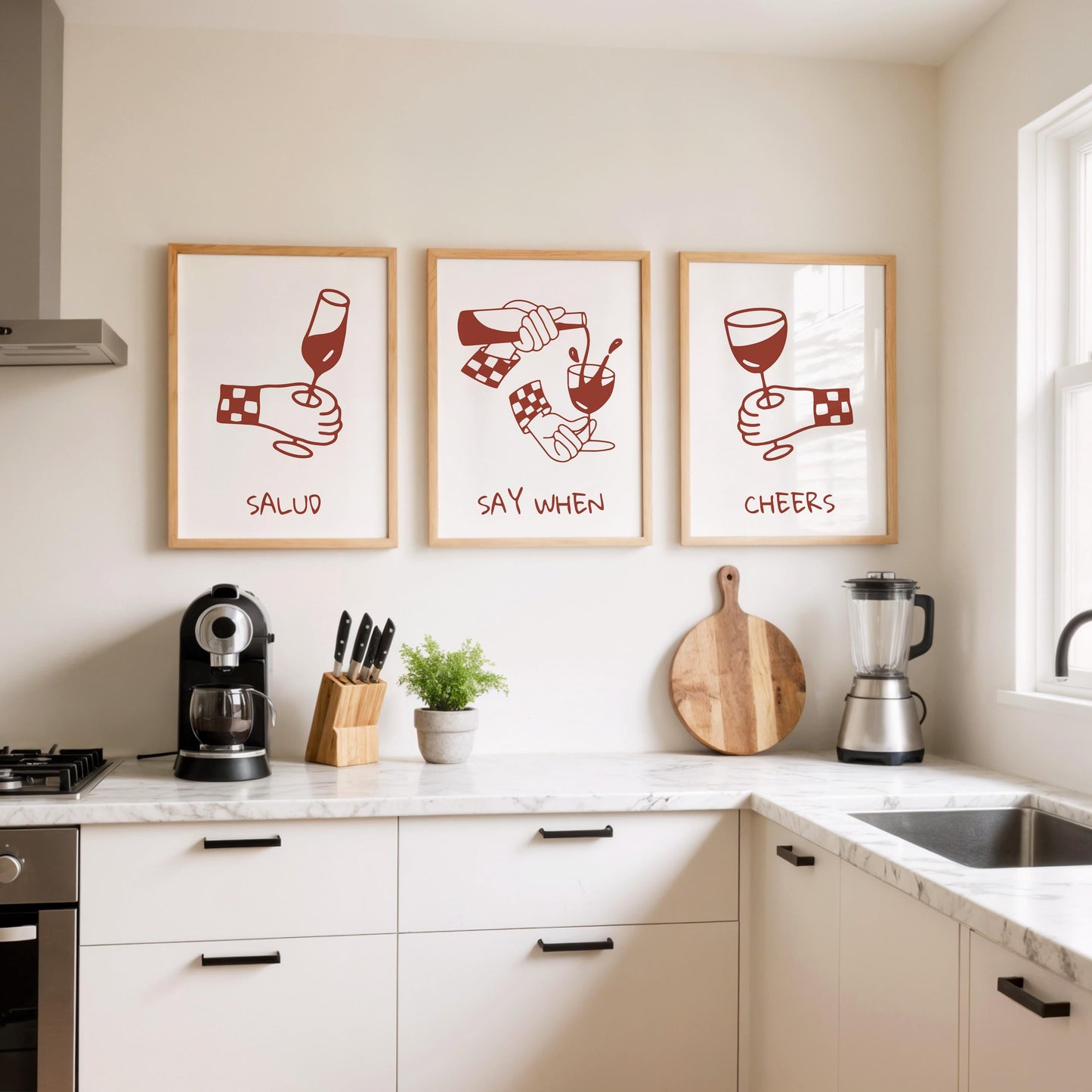 Minimalist Wine Art Print Set – Funny Bar & Kitchen Wall Decor D142