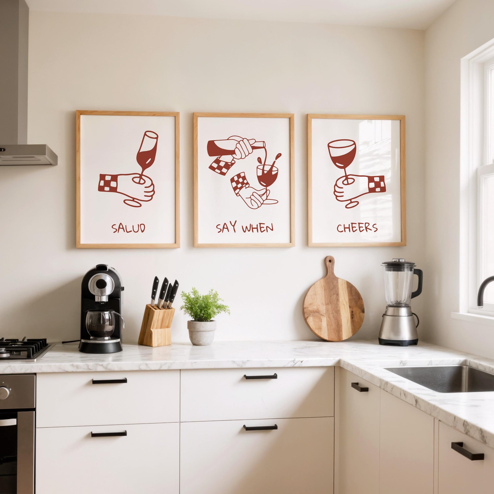 Minimalist Wine Art Print Set – Funny Bar & Kitchen Wall Decor D142
