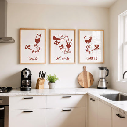 Minimalist Wine Art Print Set – Funny Bar & Kitchen Wall Decor D142