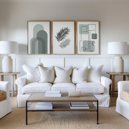Boho Coastal Wall Art Set: Mid-Century Modern Geometric Prints B059