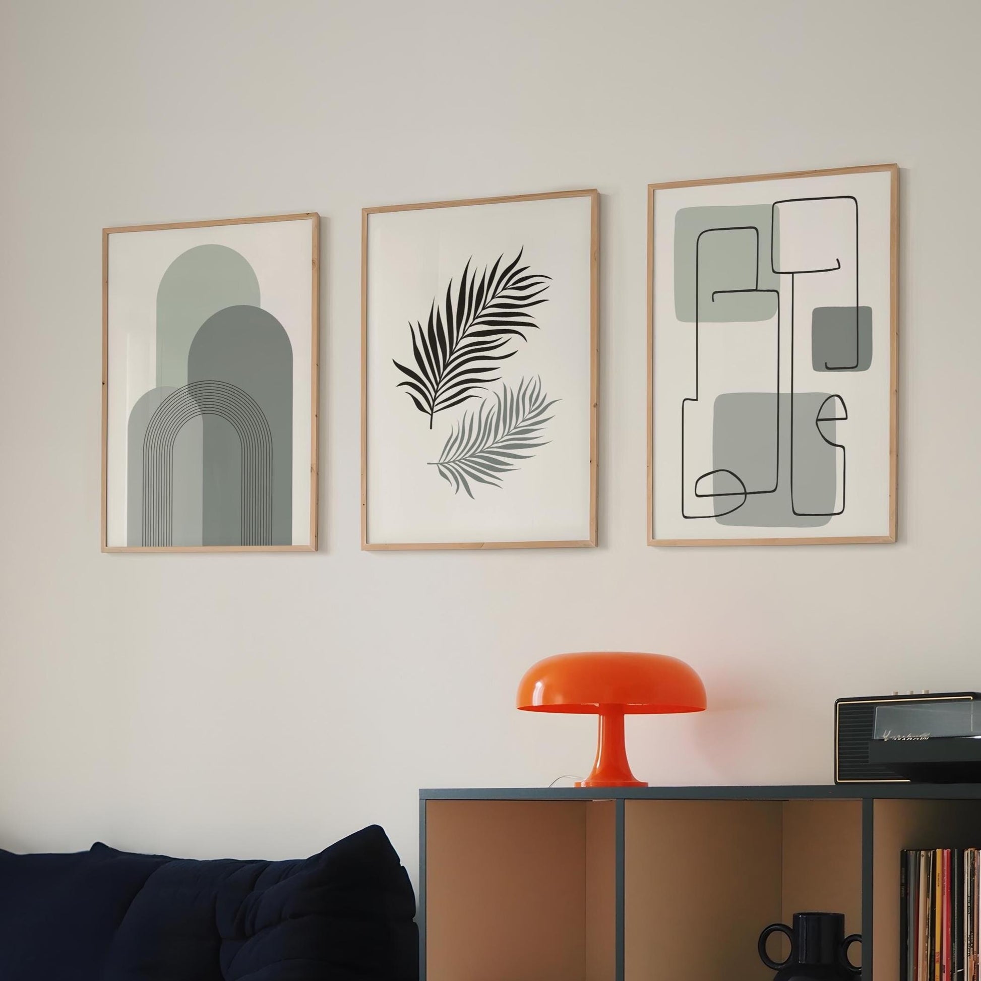 Boho Coastal Wall Art Set: Mid-Century Modern Geometric Prints B059