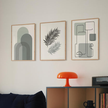 Boho Coastal Wall Art Set: Mid-Century Modern Geometric Prints B059