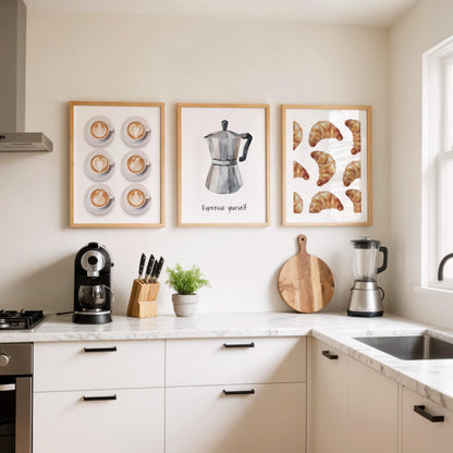Coffee Wall Art for Kitchen Decor – Dining Room Artwork, Rustic Bakery Prints, Neutral Cafe Wall Decor, Brunch & Coffee Lover Gift D150