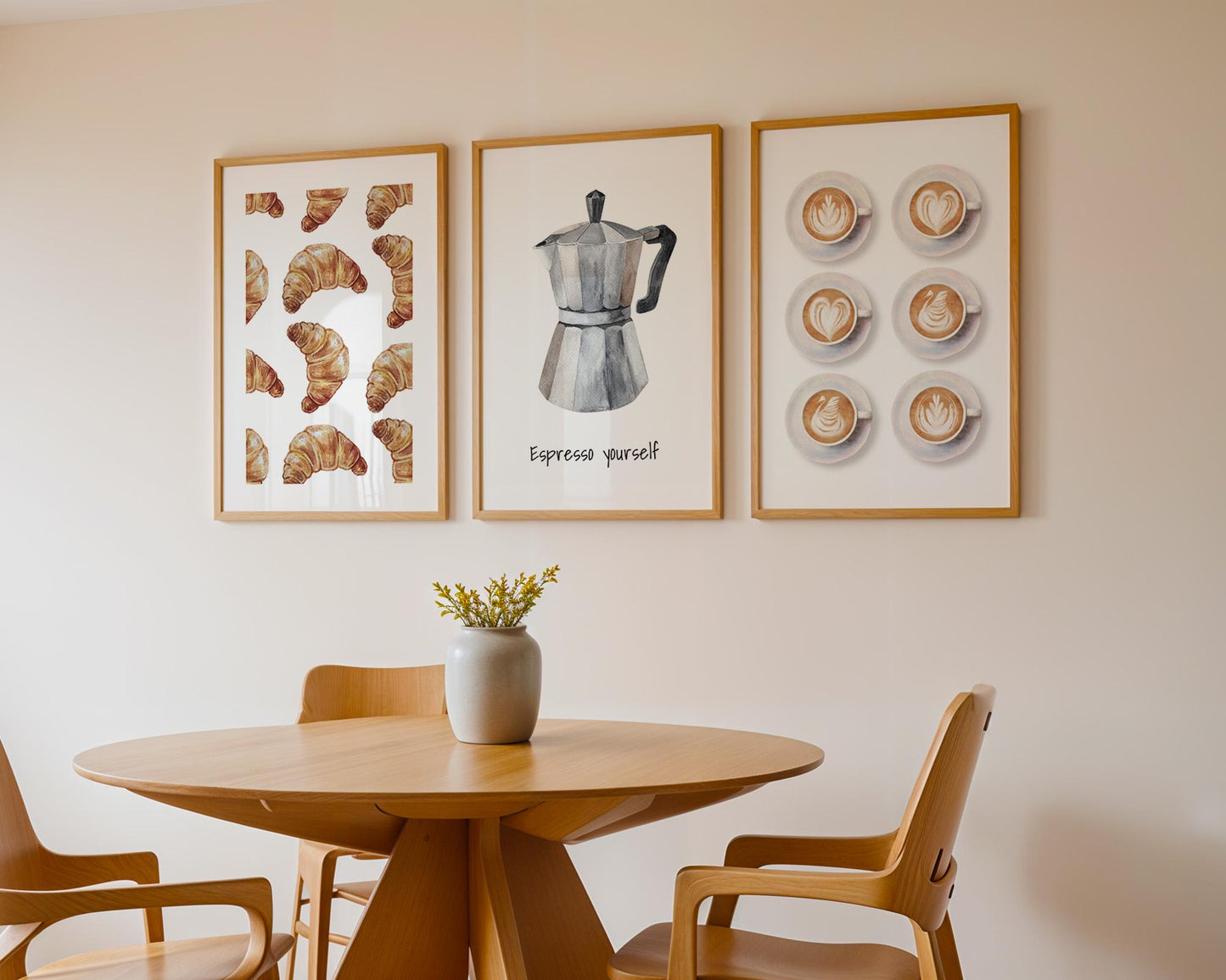 Coffee Wall Art for Kitchen Decor – Dining Room Artwork, Rustic Bakery Prints, Neutral Cafe Wall Decor, Brunch & Coffee Lover Gift D150