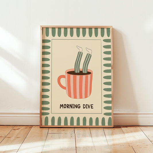 Funny Coffee Poster, Quirky Kitchen Wall Art, Coffee Station Decor, Good Morning Print MR21