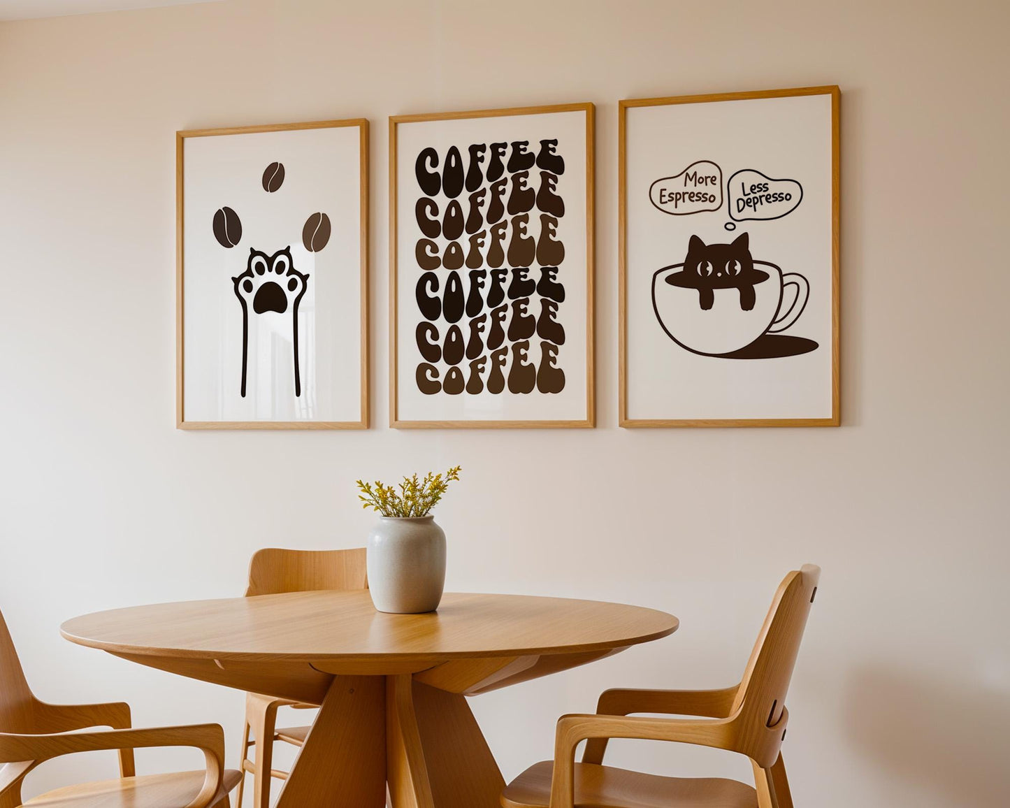 Minimalist Coffee Wall Art, Funny Cat Poster, Retro Kitchen Print, Coffee Shop Sign, Cafe Wall Decor, Coffee Lover Gift D151