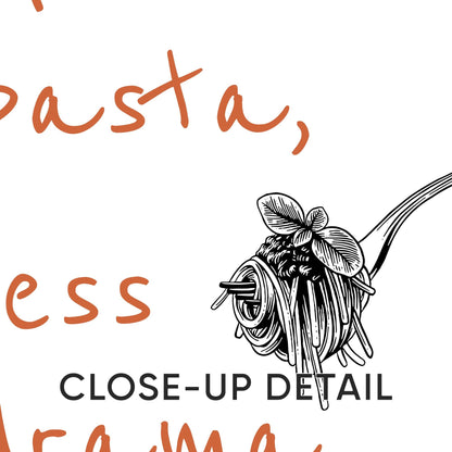 Funny Kitchen Wall Art Set – Wine and Pasta Posters for Dining Room, Hand Drawn Food Prints, Italian Quote Art, Cafe or Bar Decor D144