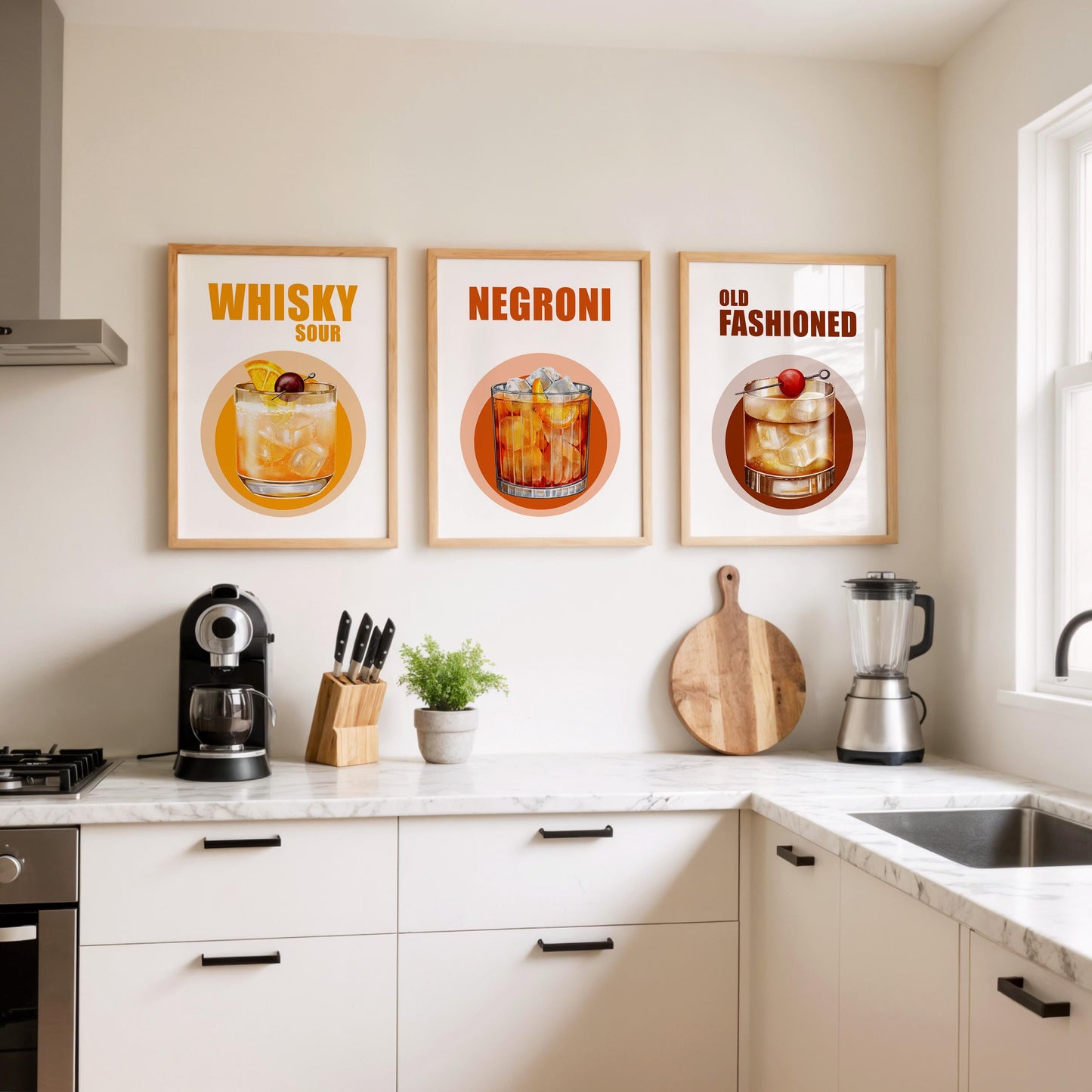 Cocktail Art Prints – Retro Bar Decor, Set of 3 (D145)