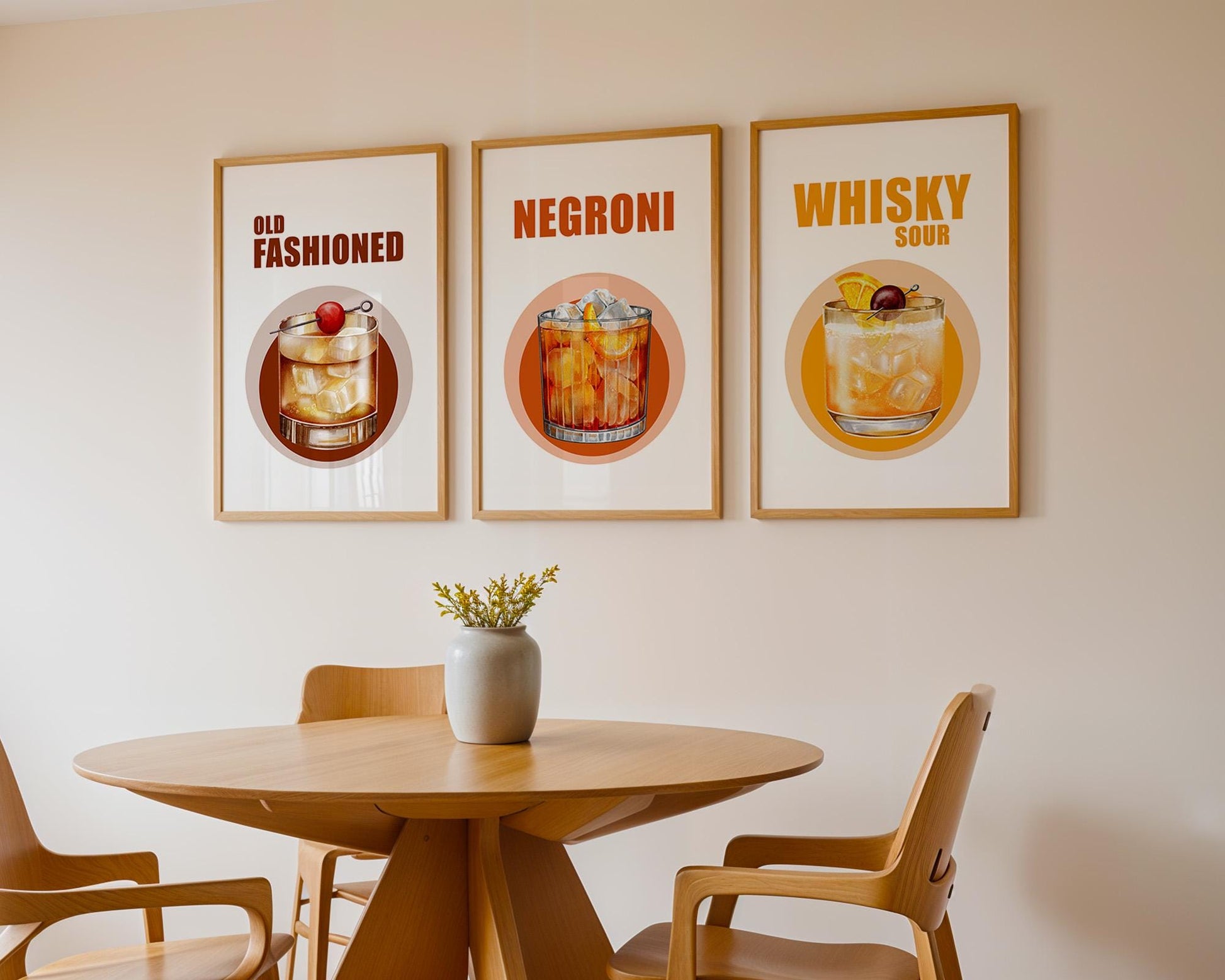 Cocktail Art Prints – Retro Bar Decor, Set of 3 (D145)