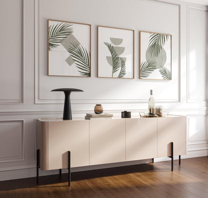 Green Botanical Wall Art Prints – Unframed Minimalist Palm Leaf Poster Set of 3 for Zen Decor, Living Room or Entryway B063