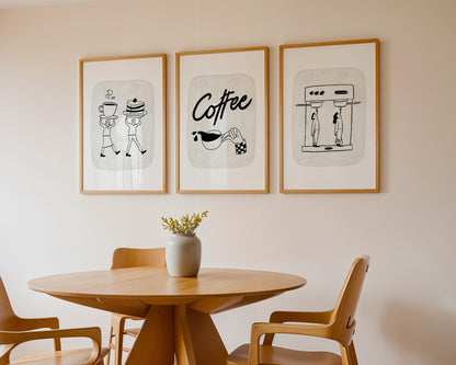 Coffee Wall Print, Trendy Kitchen Posters, Fun Retro Coffee Shop Decor, Coffee Lover Gift, Minimalist Coffee Cup Print, Espresso Art D121