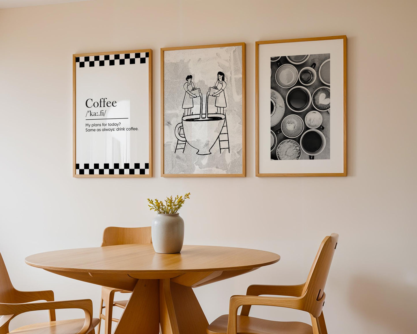 Coffee Bar Decor Wall Art, Set of 3 Coffee Posters, Groovy Retro Espresso Poster D122