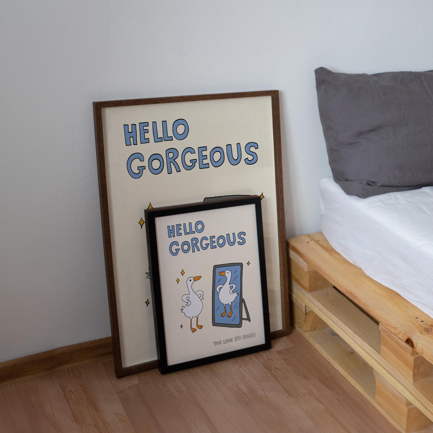 Funny Goose 'Hello Gorgeous' Print, Bathroom Dorm Decor (Unframed) MR25