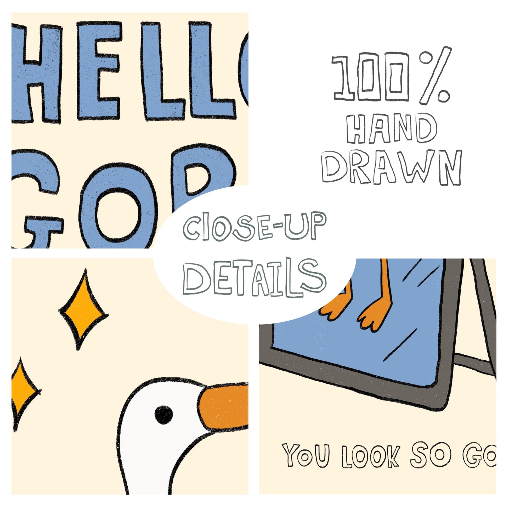 Funny Goose 'Hello Gorgeous' Print, Bathroom Dorm Decor (Unframed) MR25