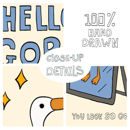 Funny Goose 'Hello Gorgeous' Print, Bathroom Dorm Decor (Unframed) MR25