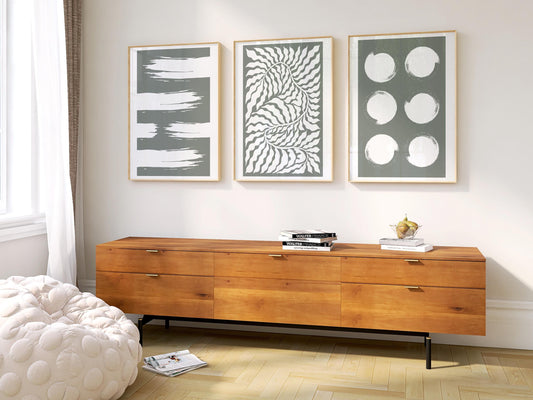 Neutral Wall Art Set of 3 – Modern Minimalist Triptych Prints, Scandinavian Decor for Living Room or Kitchen Walls B068