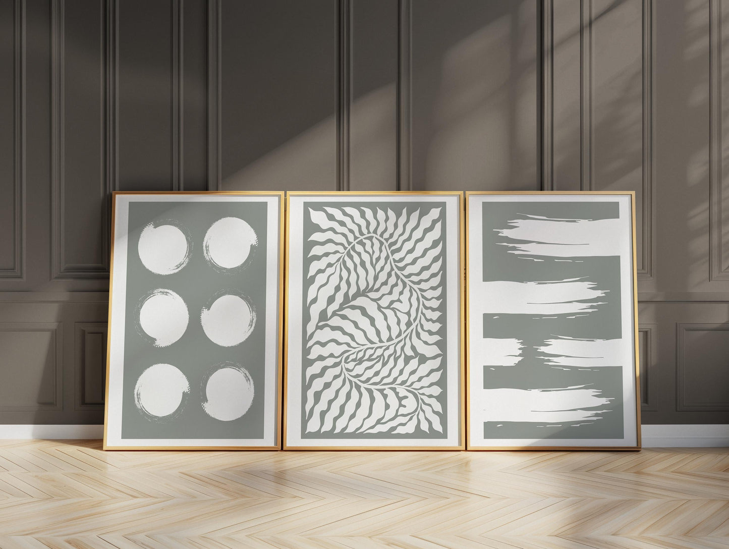 Neutral Wall Art Set of 3 – Modern Minimalist Triptych Prints, Scandinavian Decor for Living Room or Kitchen Walls B068