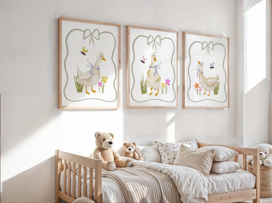 Silly Goose Print Set - Cottagecore Farm Animal Nursery Art N229