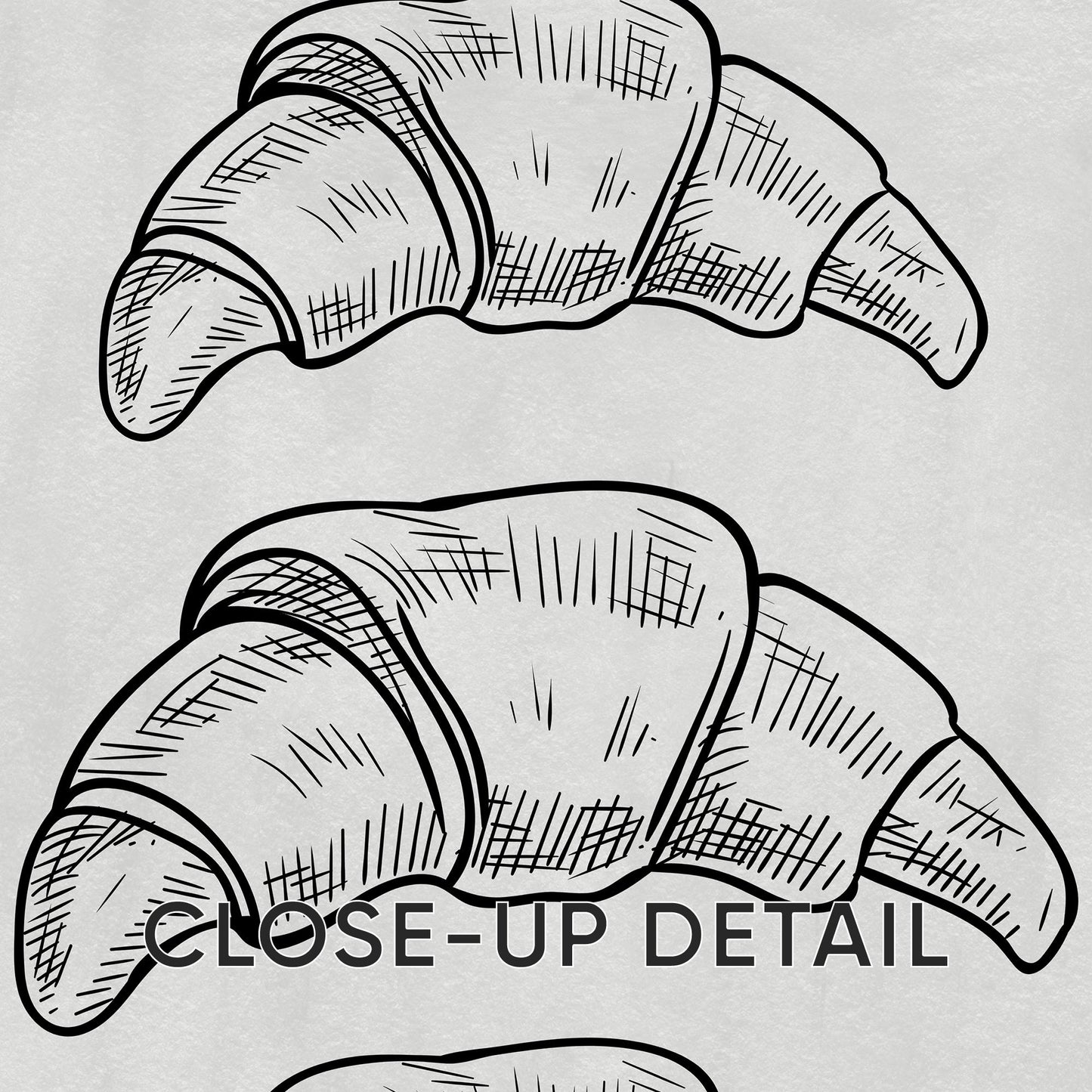 Coffee Croissant Print – Black and White Kitchen Wall Art (Physical Print) D149