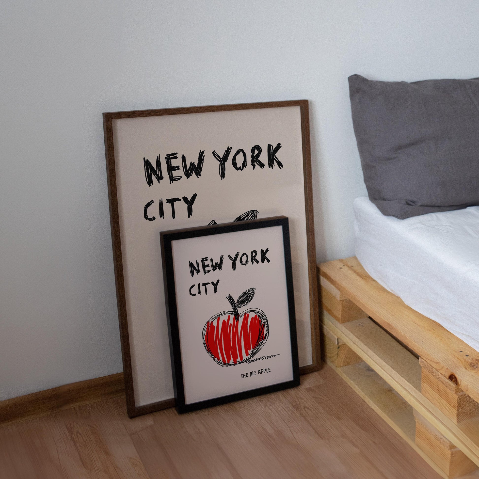 New York Wall Art – Graphic Apple Poster for Kitchen or Living Room – Contemporary City Pop Art Print – NYC Apartment Decor MR28