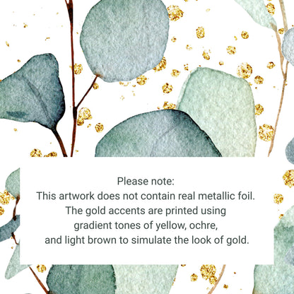 Eucalyptus Wall Art Set of 3: Gold Accent Botanical Prints F3