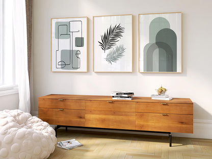 Boho Coastal Wall Art Set: Mid-Century Modern Geometric Prints B059
