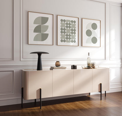 Sage Green Geometric Wall Art Prints — Set of 3 Minimalist Boho Decor, Neutral Mid Century Modern Gallery B061