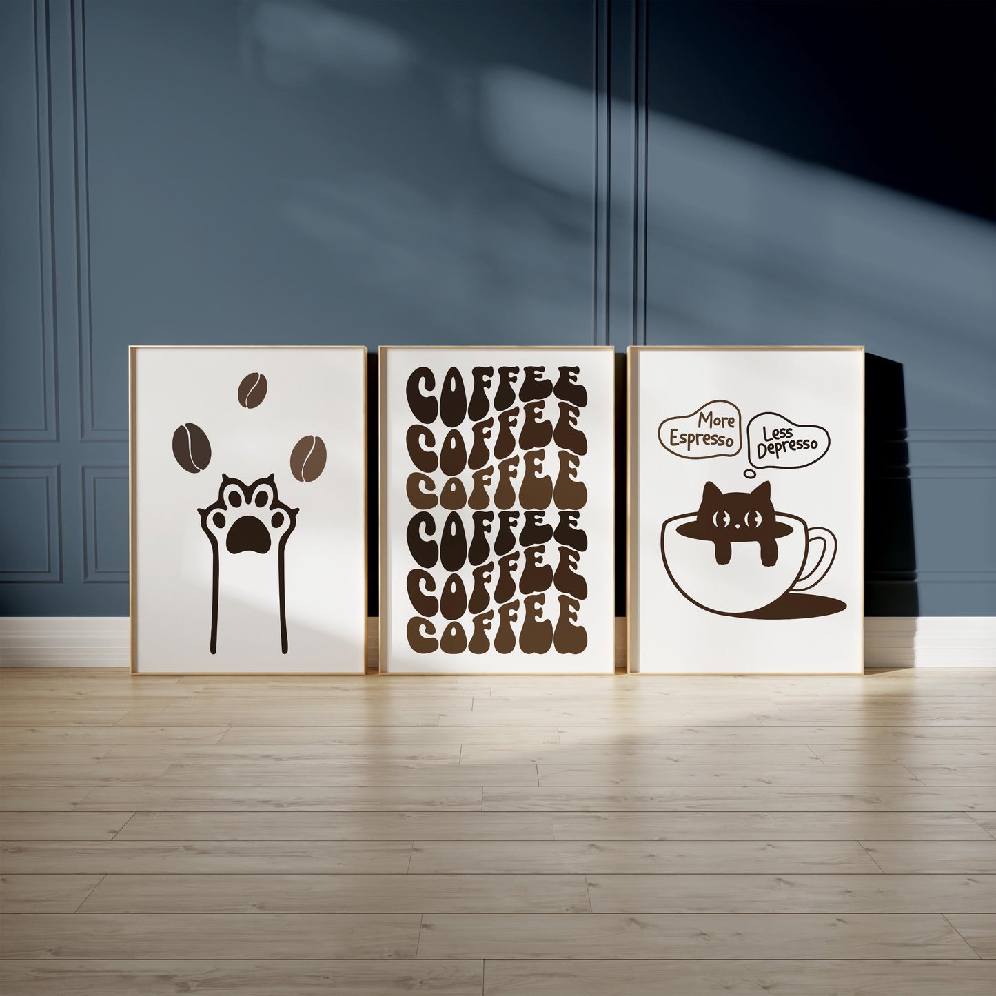 Minimalist Coffee Wall Art, Funny Cat Poster, Retro Kitchen Print, Coffee Shop Sign, Cafe Wall Decor, Coffee Lover Gift D151