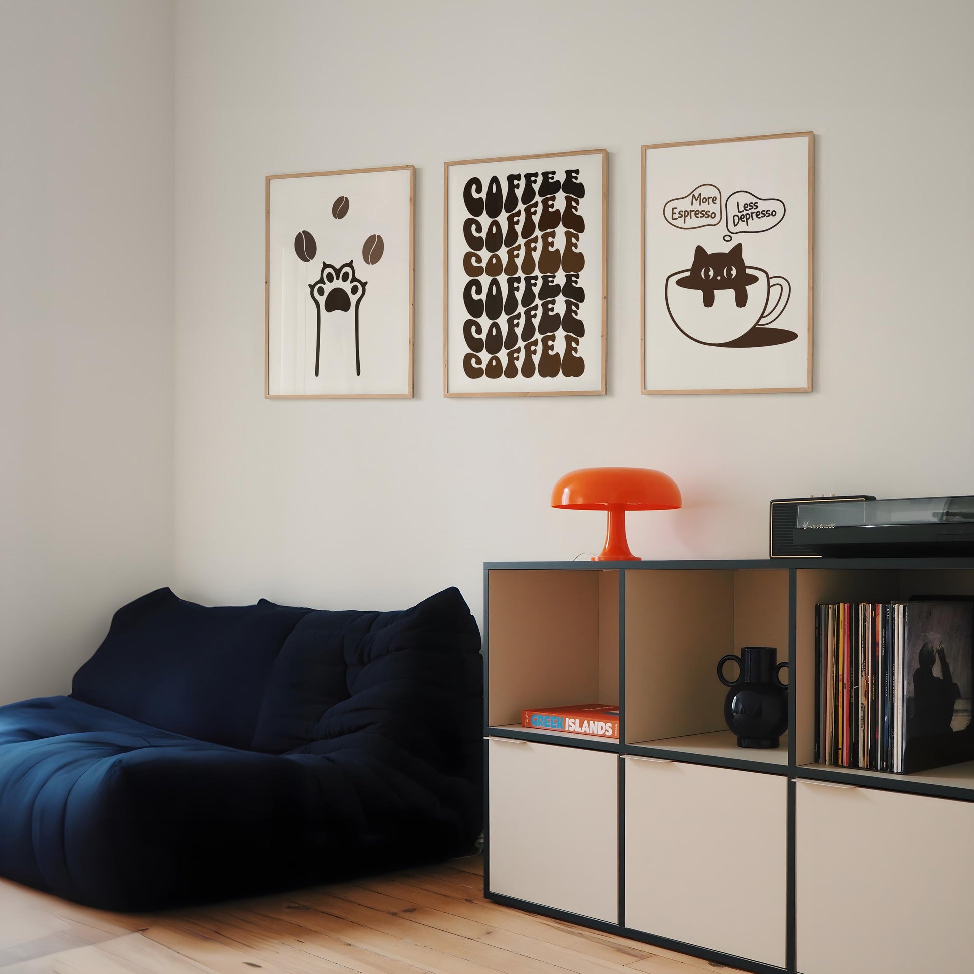 Minimalist Coffee Wall Art, Funny Cat Poster, Retro Kitchen Print, Coffee Shop Sign, Cafe Wall Decor, Coffee Lover Gift D151