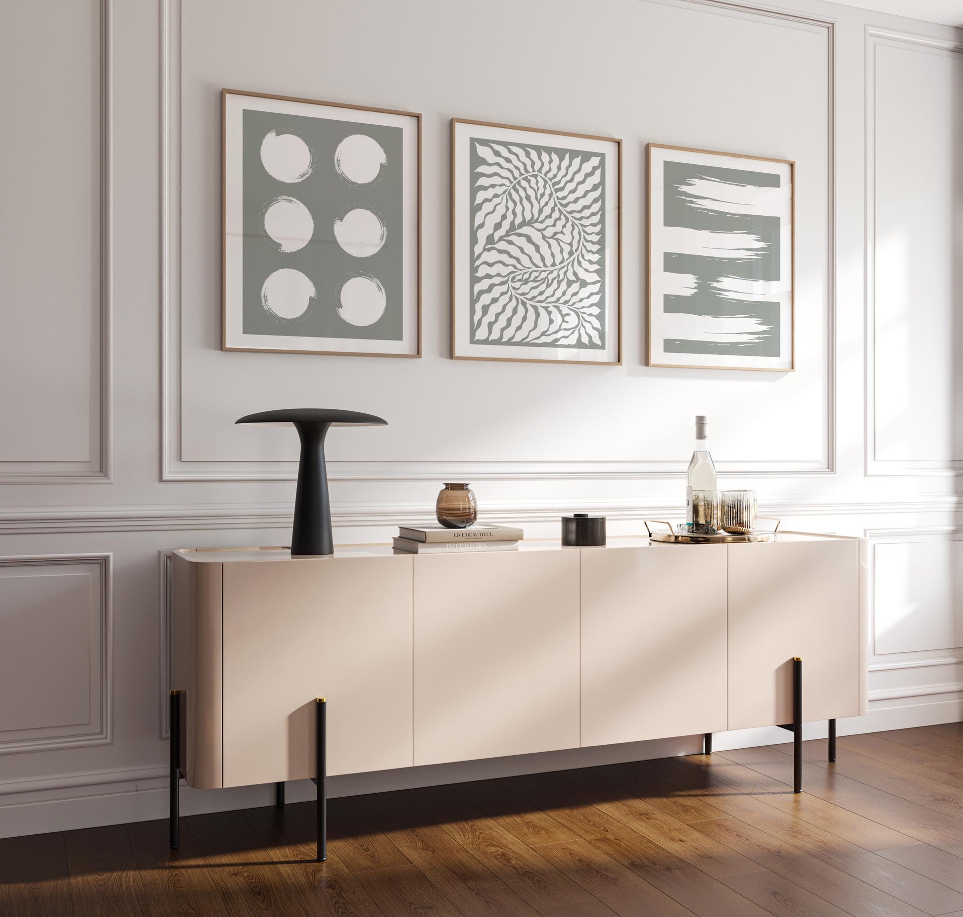 Neutral Wall Art Set of 3 – Modern Minimalist Triptych Prints, Scandinavian Decor for Living Room or Kitchen Walls B068