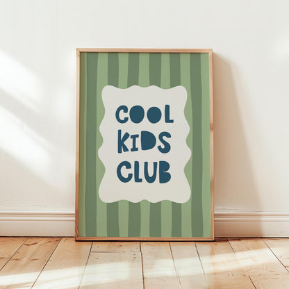 Cool Kids Club Print, Striped Kids Room Poster, Playroom Wall Decor MR32