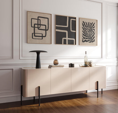 Japandi Poster Trio – Neutral Minimalist Wall Art in Beige and Black for Boho, Scandinavian or Mid-Century Room Decor B074
