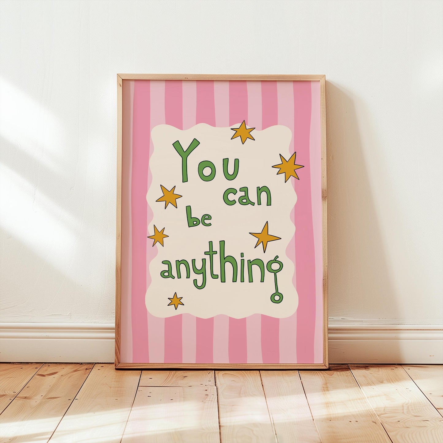 Kids Affirmation Wall Art, You Can Be Anything Print, Playroom hand drawn Typography Print MR35