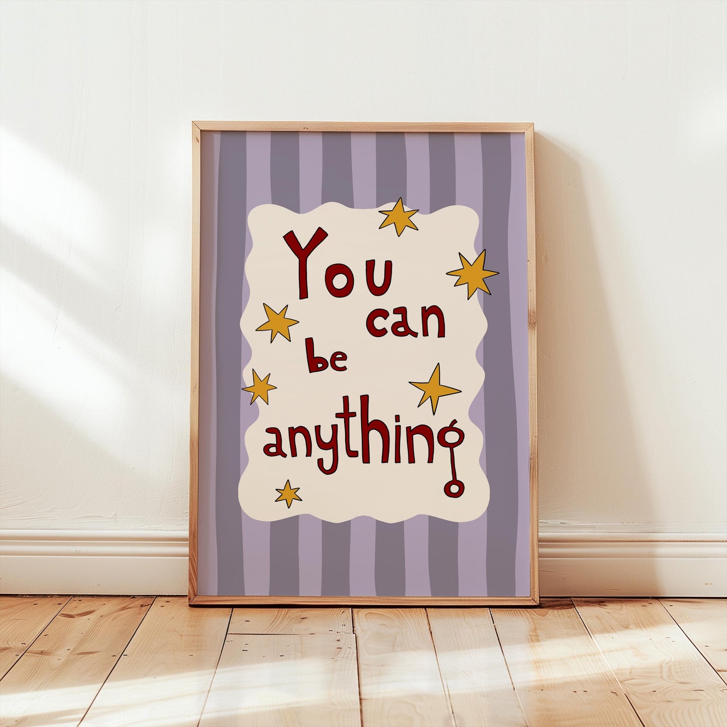 Kids Affirmation Wall Art, You Can Be Anything Print, Playroom hand drawn Typography Print MR35