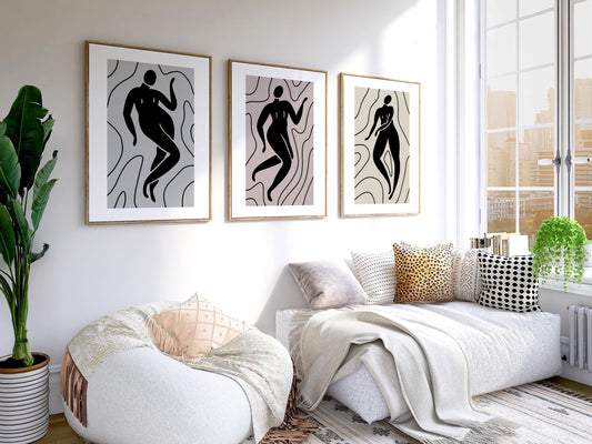 Gallery Wall Art Set – Minimalist Nude Silhouette Prints in Neutral Tones, Scandinavian Decor for Bedroom or Living Room B38