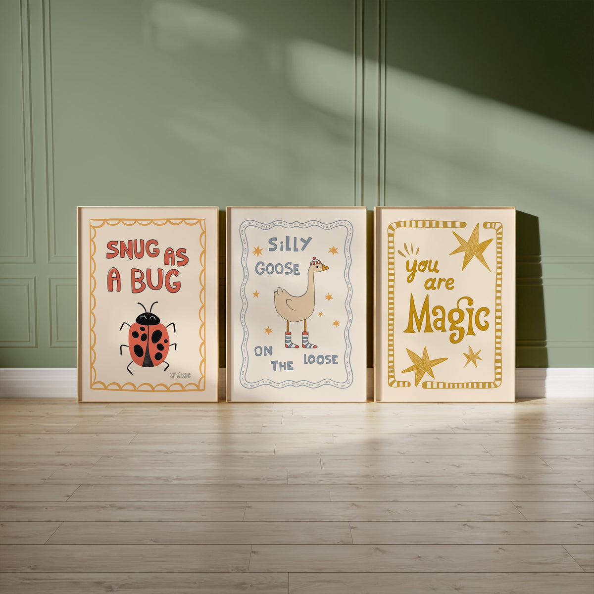 Silly Goose Print, Snug As A Bug Nursery Decor, Quirky Wall, Trendy Magic Art, Rustic Art, Whimsical Kids