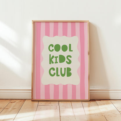 Cool Kids Club Print, Striped Kids Room Poster, Playroom Wall Decor MR32