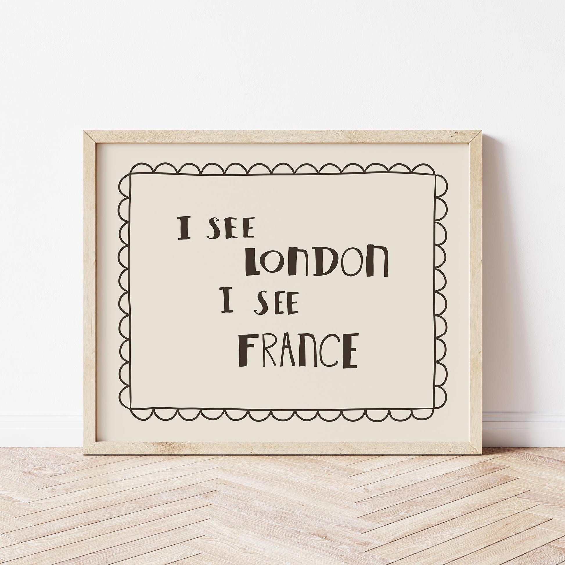 I See London I See France Print, Funny Toilet Poster, Powder Room Decor MR34