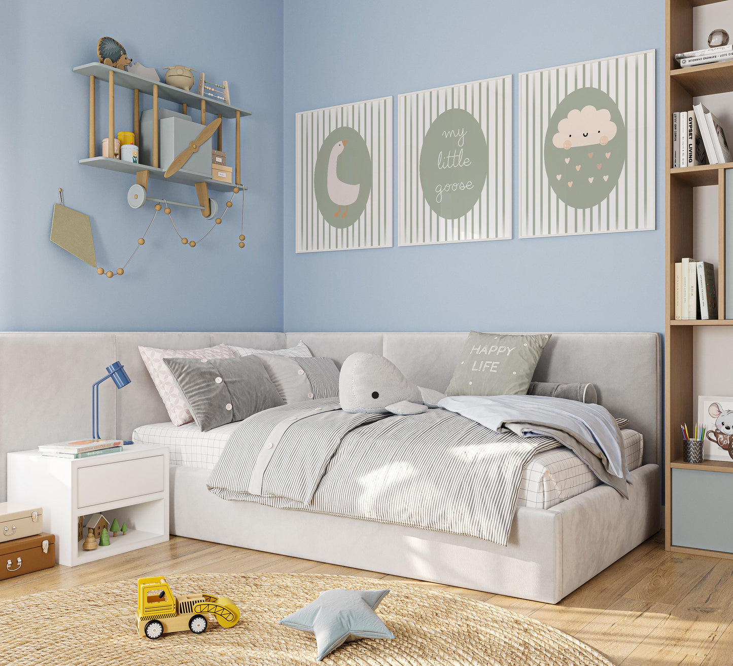 Goose Nursery Print Set – Scandinavian Baby Room Wall Art  N240