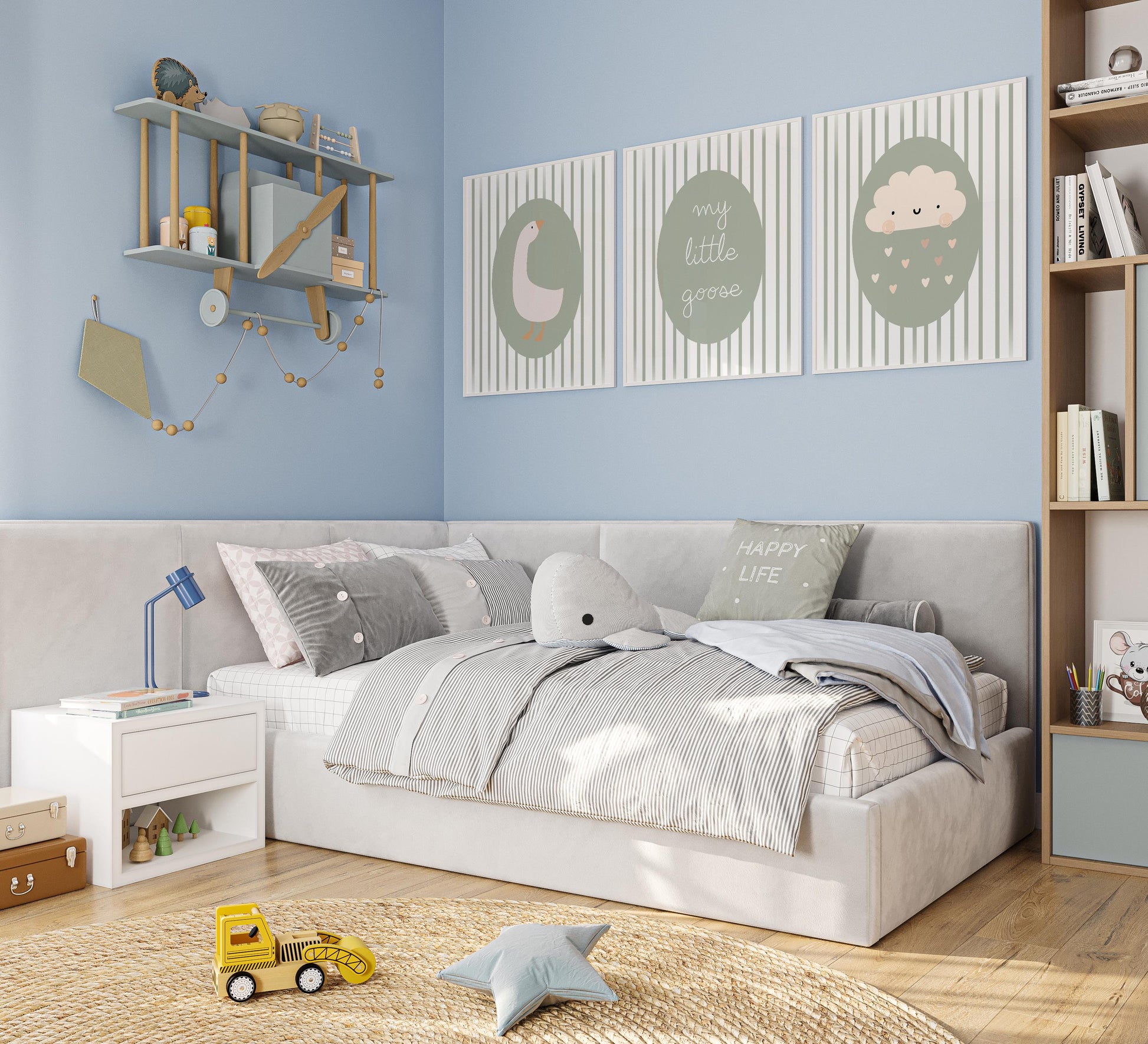 Goose Nursery Print Set – Scandinavian Baby Room Wall Art  N240