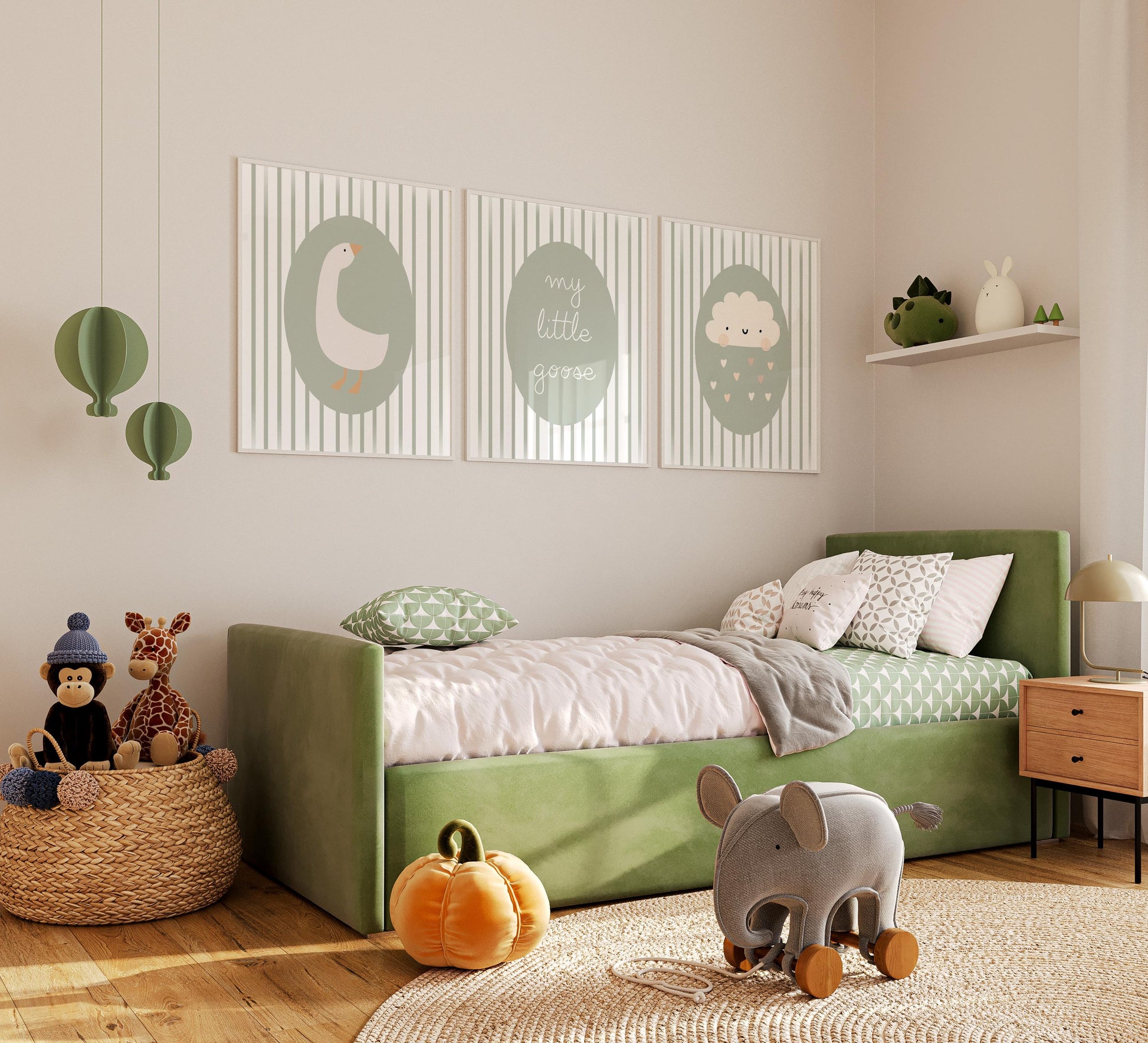 Goose Nursery Print Set – Scandinavian Baby Room Wall Art  N240