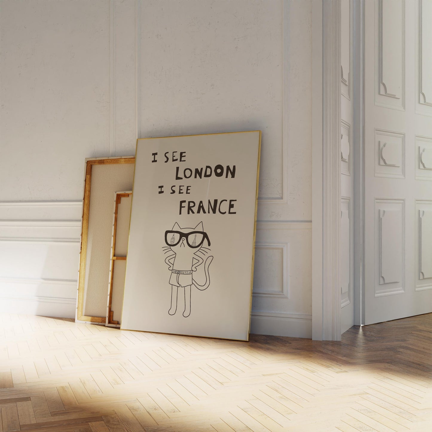 Funny Cat Bathroom Print – I See London I See France Quote, Quirky Decor MR38