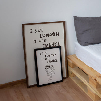 Funny Cat Bathroom Print – I See London I See France Quote, Quirky Decor MR38